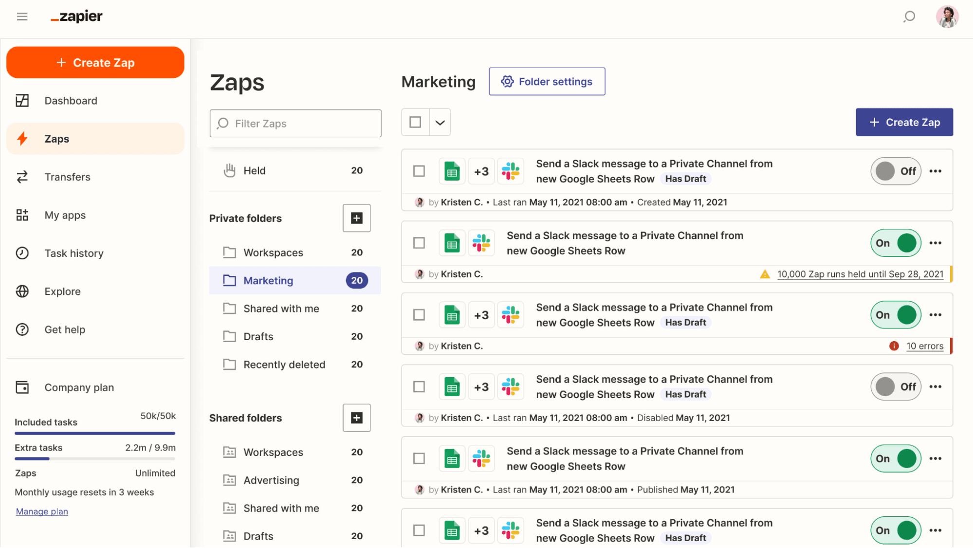 zapier-zaps-marketing-automation-dashboard